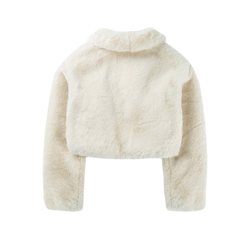 SK Studio Girls Princess Faux Fur Flower Bolero Shrug Party Wedding Dress Up Champagne - Image 2